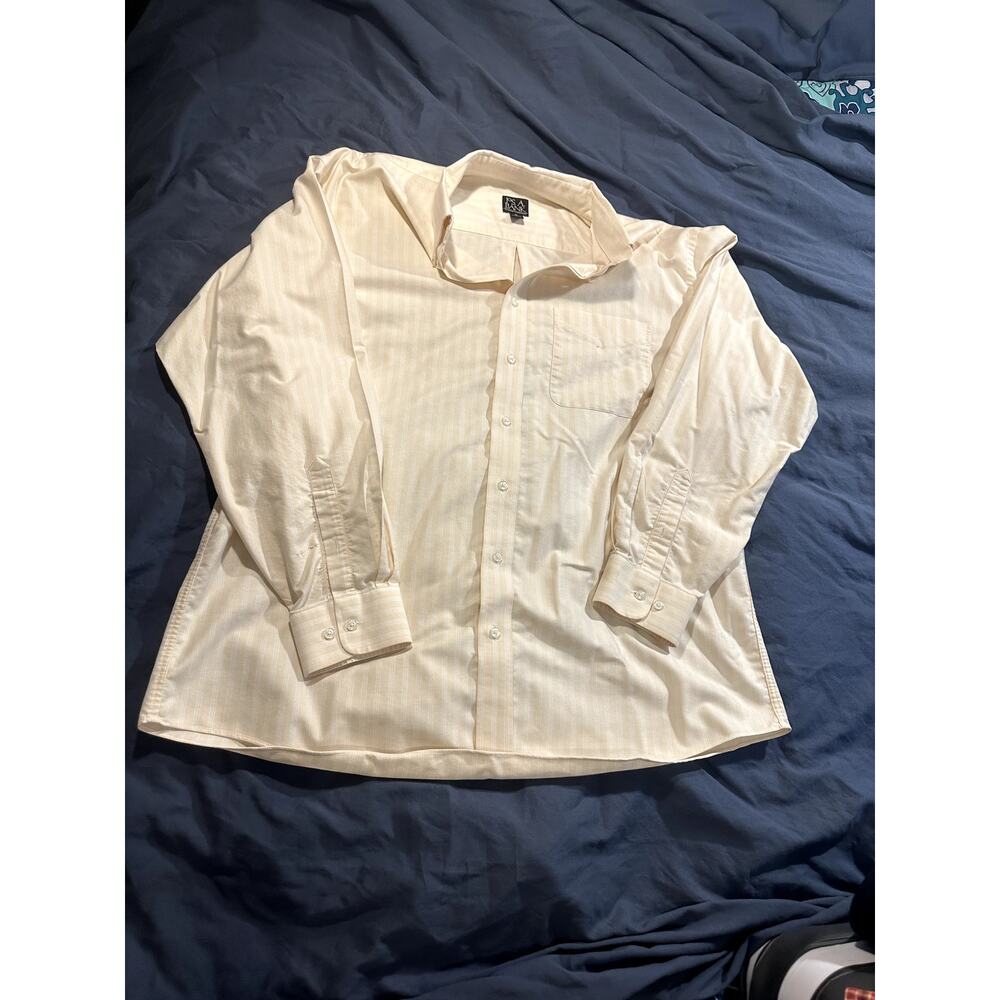 Jos A Bank Travelers Collection Shirt Yellow Striped Sz XL